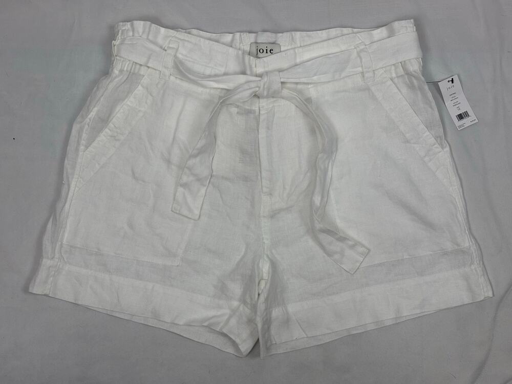 NWT Joie Daynna White Linen Paperbag Waist Belted Shorts Size 12